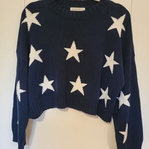 Moon & Madison Navy Sweater with White Stars